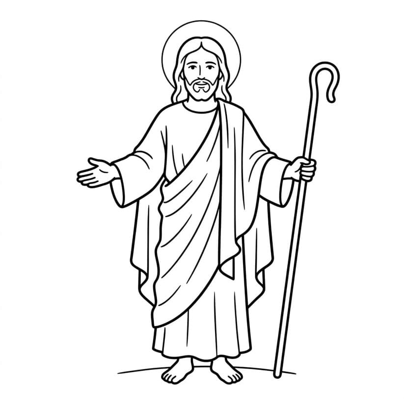 Jesus den gode hyrde Tegninger til Farvelægning