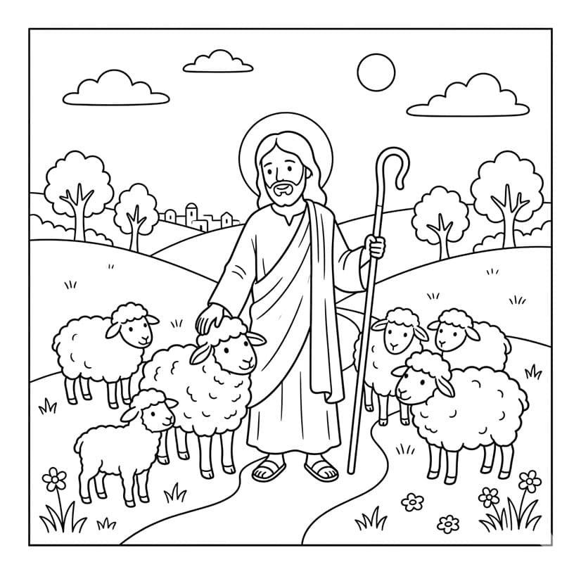 Jesus og flokken Tegninger til Farvelægning