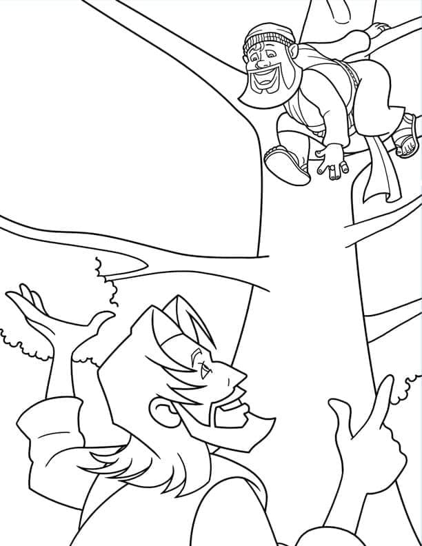 Jesus og Zakæus Tegninger til Farvelægning