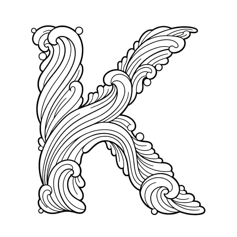K-bogstav bølgemønster Tegninger til Farvelægning