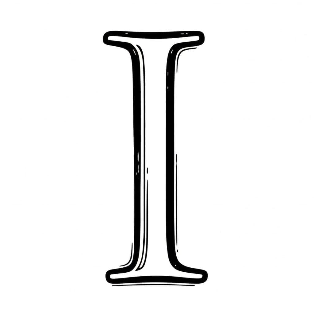 Kalligrafi Bogstav I Tegninger til Farvelægning