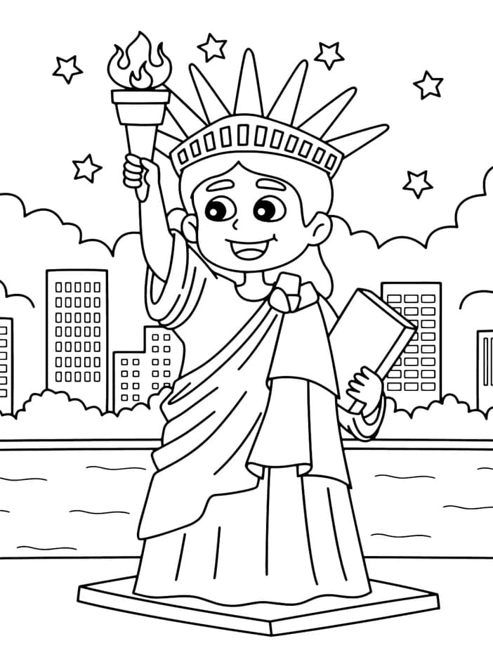 Kawaii Frihedsgudinden Tegninger til Farvelægning