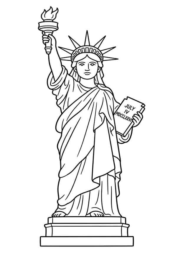 Klassisk Frihedsgudinde med fakkel Tegninger til Farvelægning