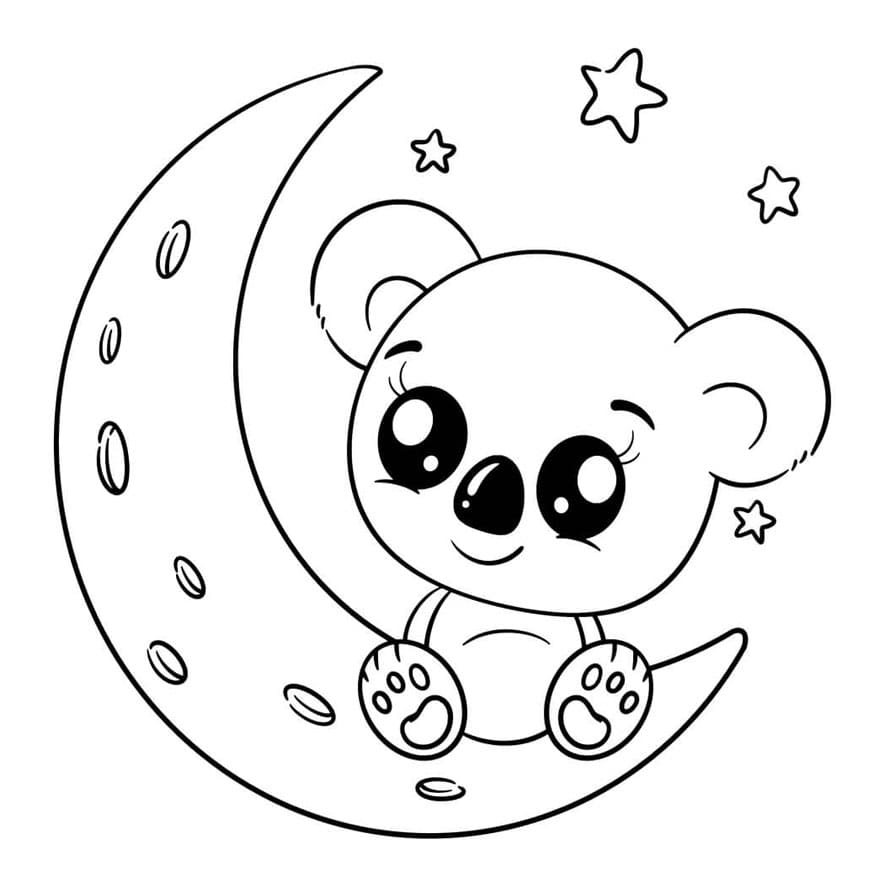 Koala på månen Tegninger til Farvelægning
