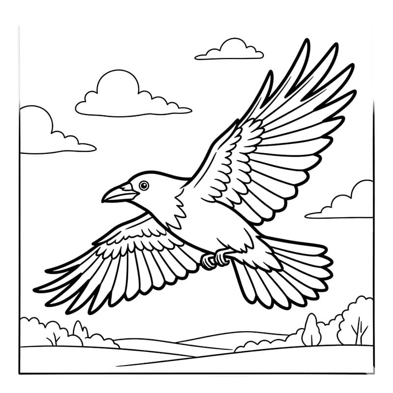 Krage flyvende Tegninger til Farvelægning