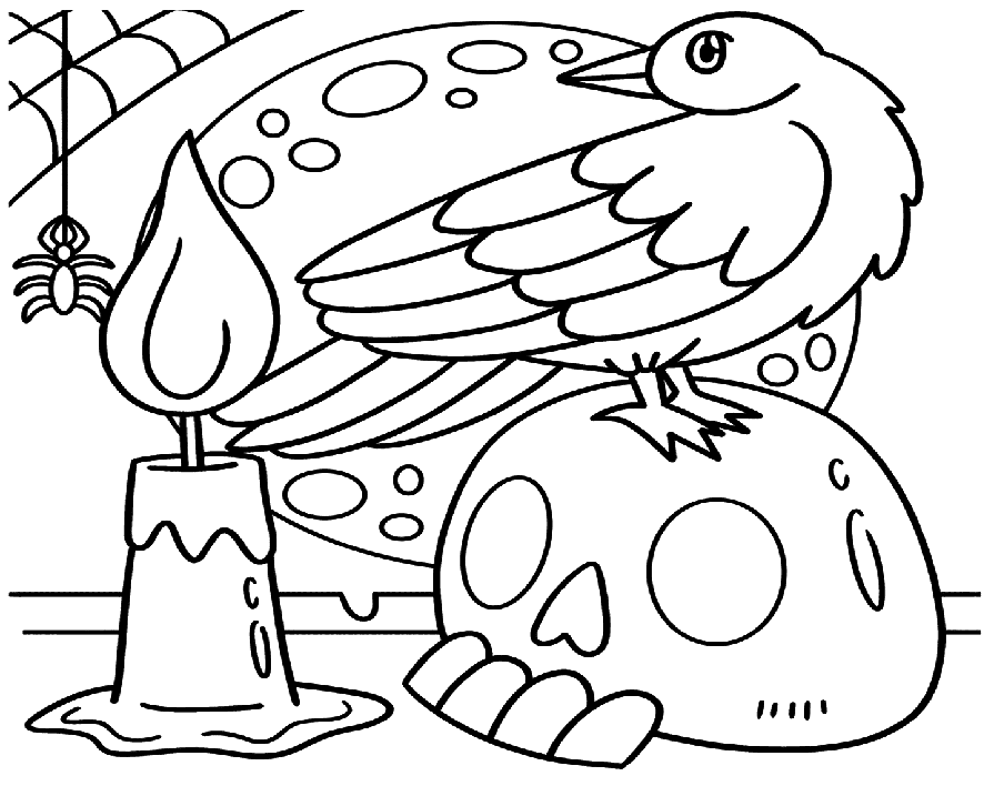 Krage i Halloween Tegninger til Farvelægning