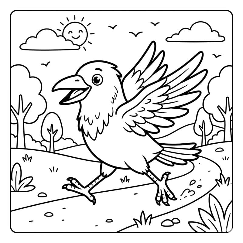 Krage løber Tegninger til Farvelægning