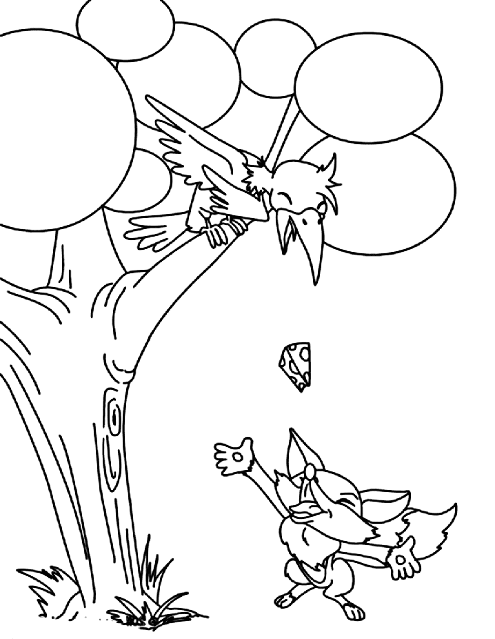 Krage med ræv Tegninger til Farvelægning