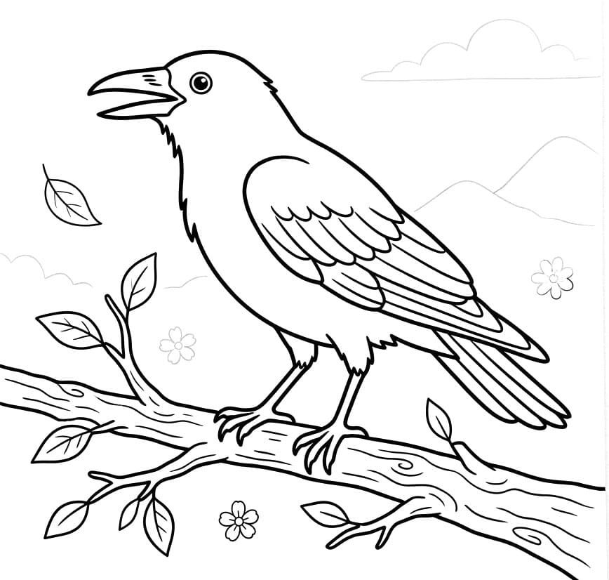 Krager Tegninger til Farvelægning