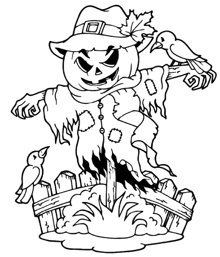 Krager i Halloween Tegninger til Farvelægning