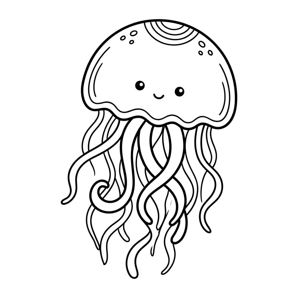 Krøllet Vandmand Tegninger til Farvelægning