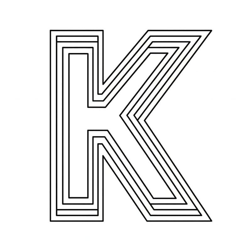 Lagdelt konturbogstav K Tegninger til Farvelægning