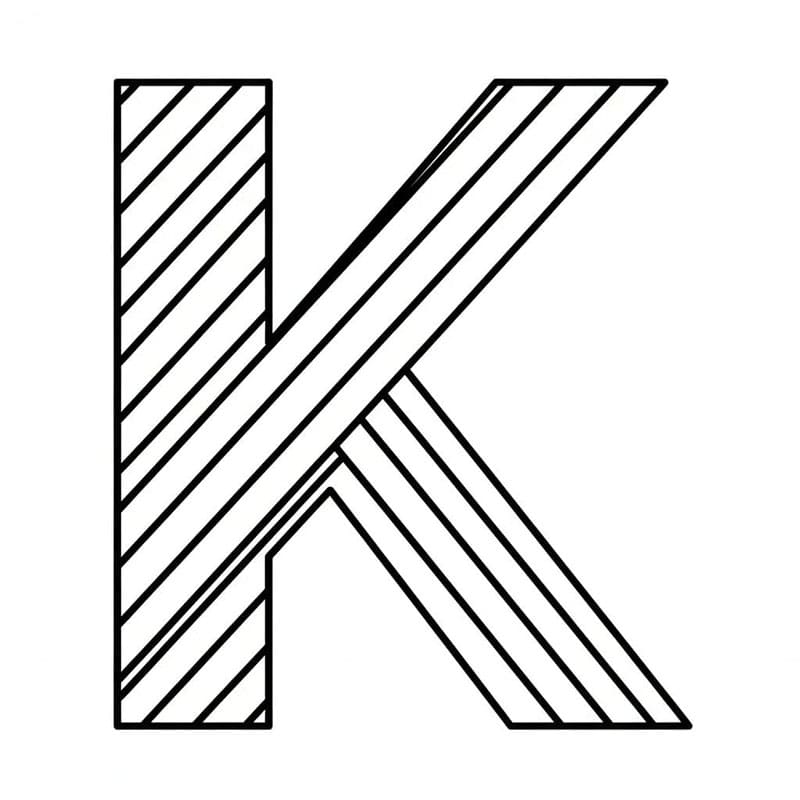 Lang linje med bogstavet K Tegninger til Farvelægning