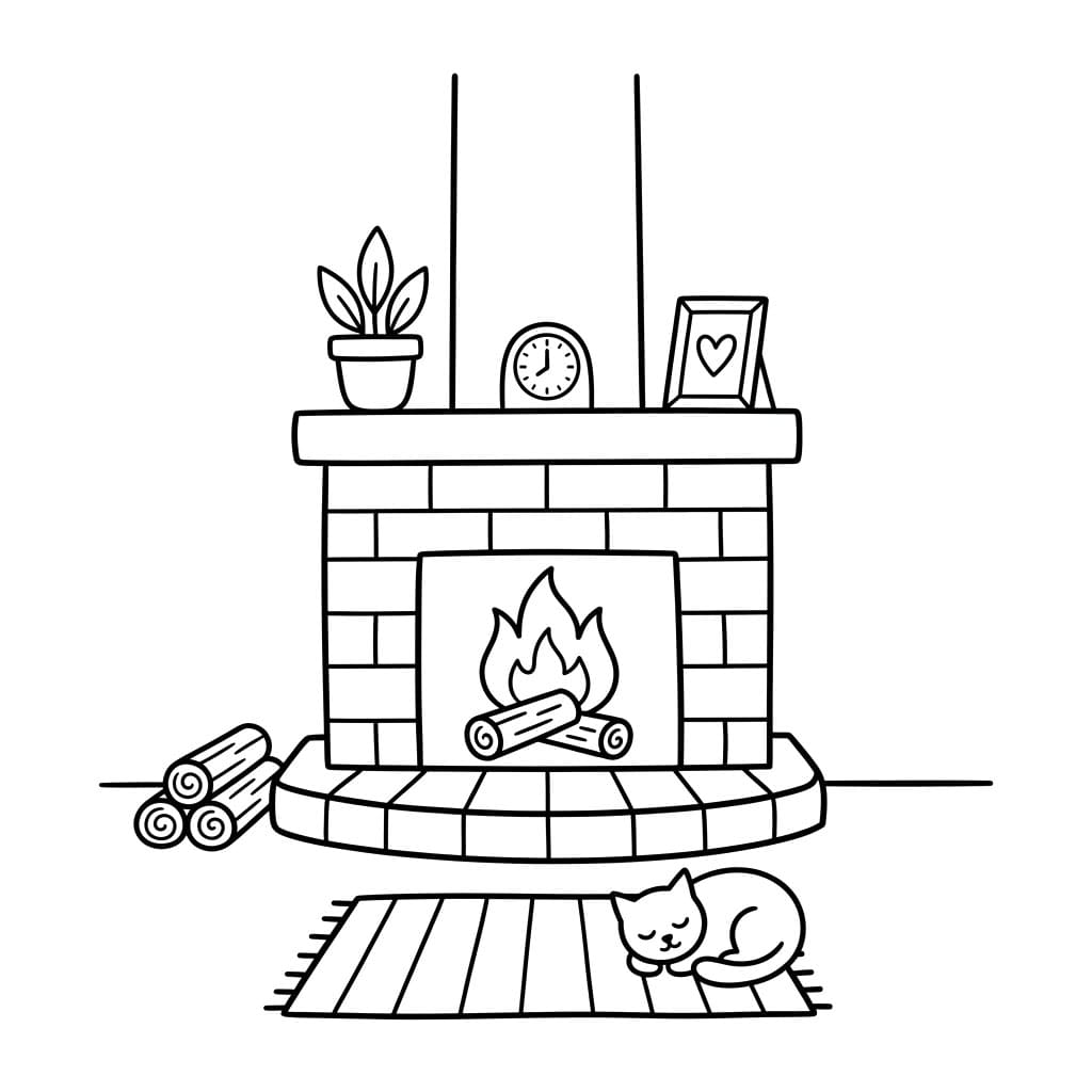 Lille Ildsted Tegninger til Farvelægning