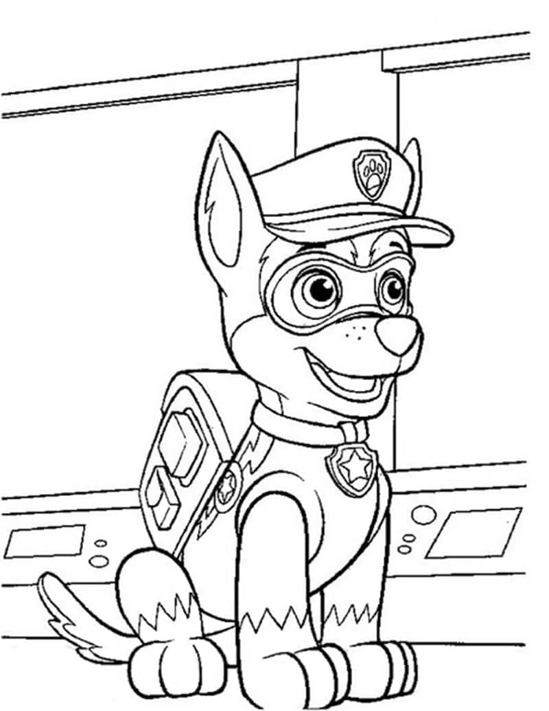 Lykkelig Chase Paw Patrol Tegninger til Farvelægning