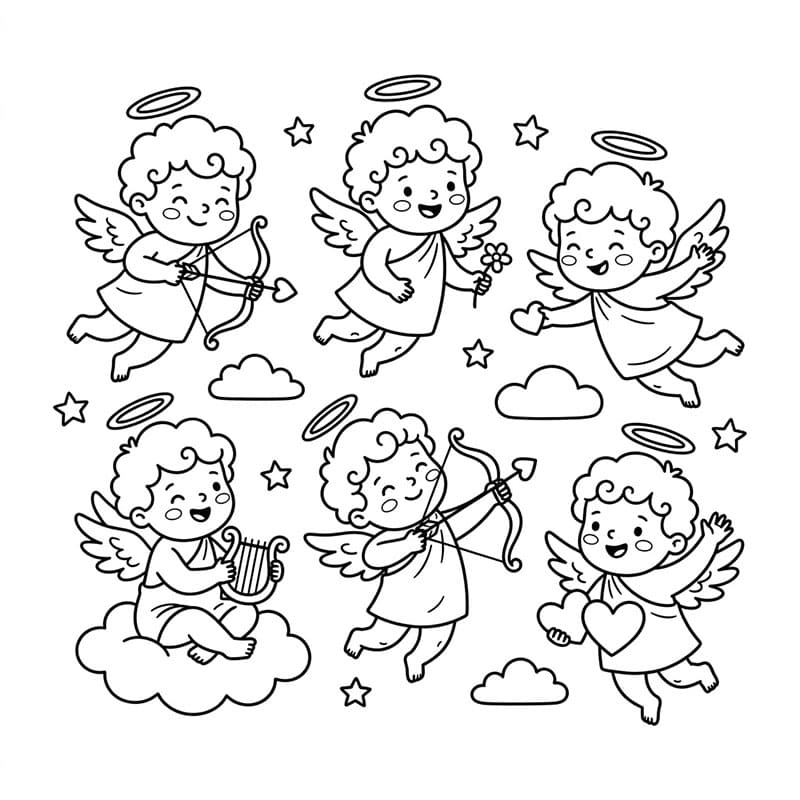 Mange små Amorer Tegninger til Farvelægning