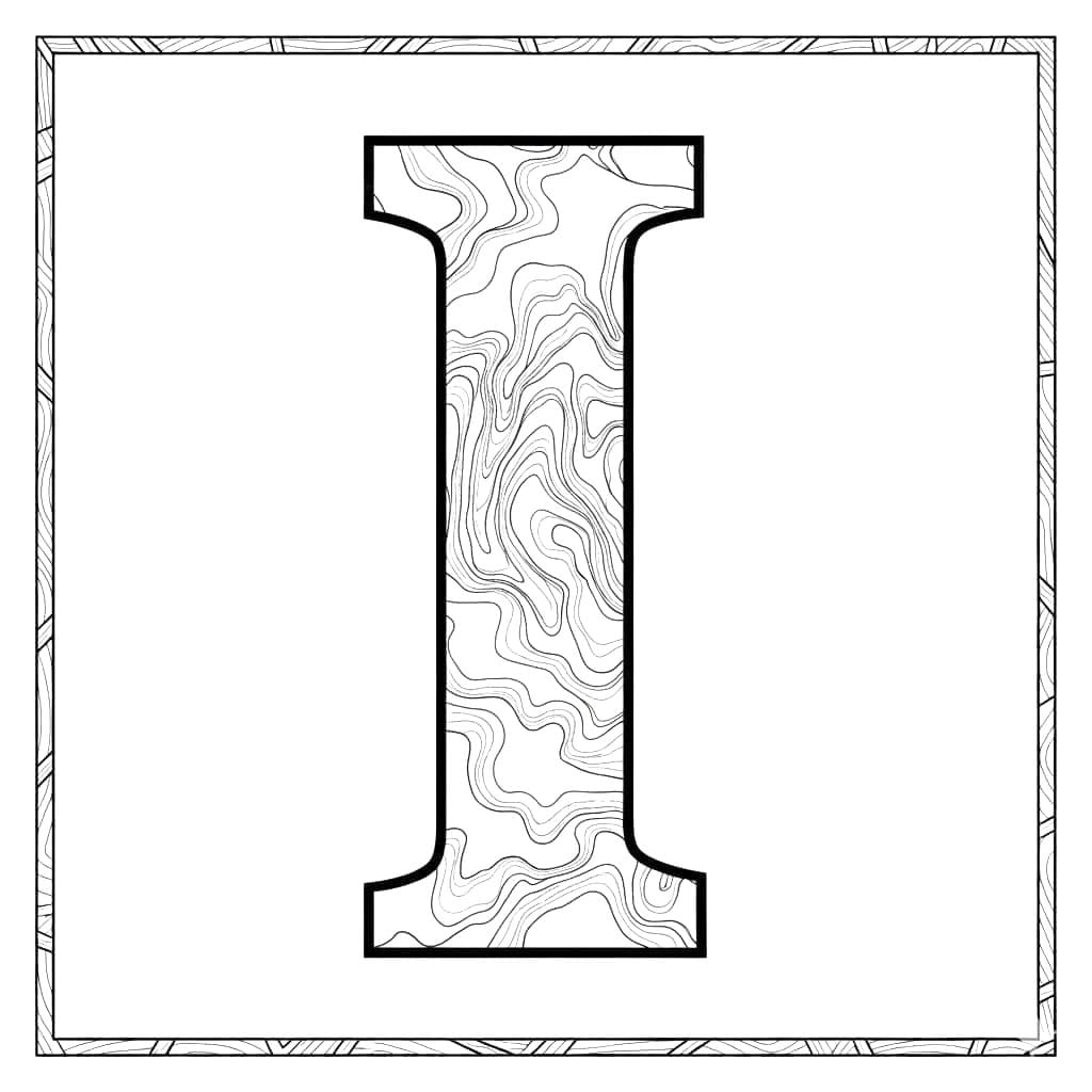 Marmor tekstur bogstav I Tegninger til Farvelægning