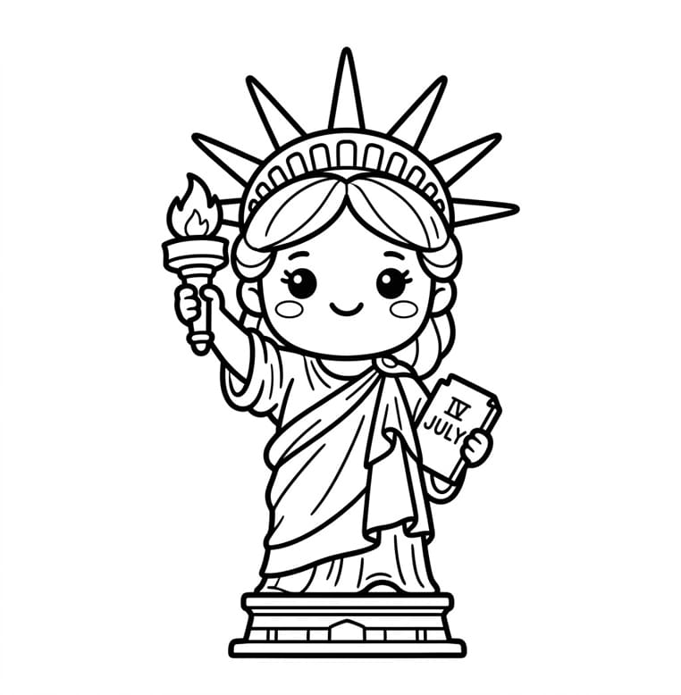Nærbillede af sød Frihedsgudinde Tegninger til Farvelægning