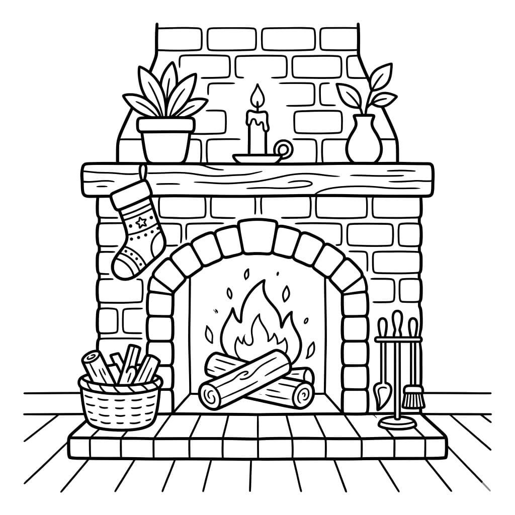 Ildsted Tegninger til Farvelægning