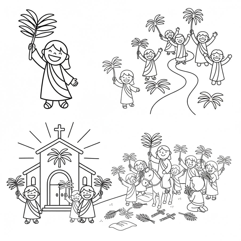 Palmesøndag er meget dejlig Tegninger til Farvelægning