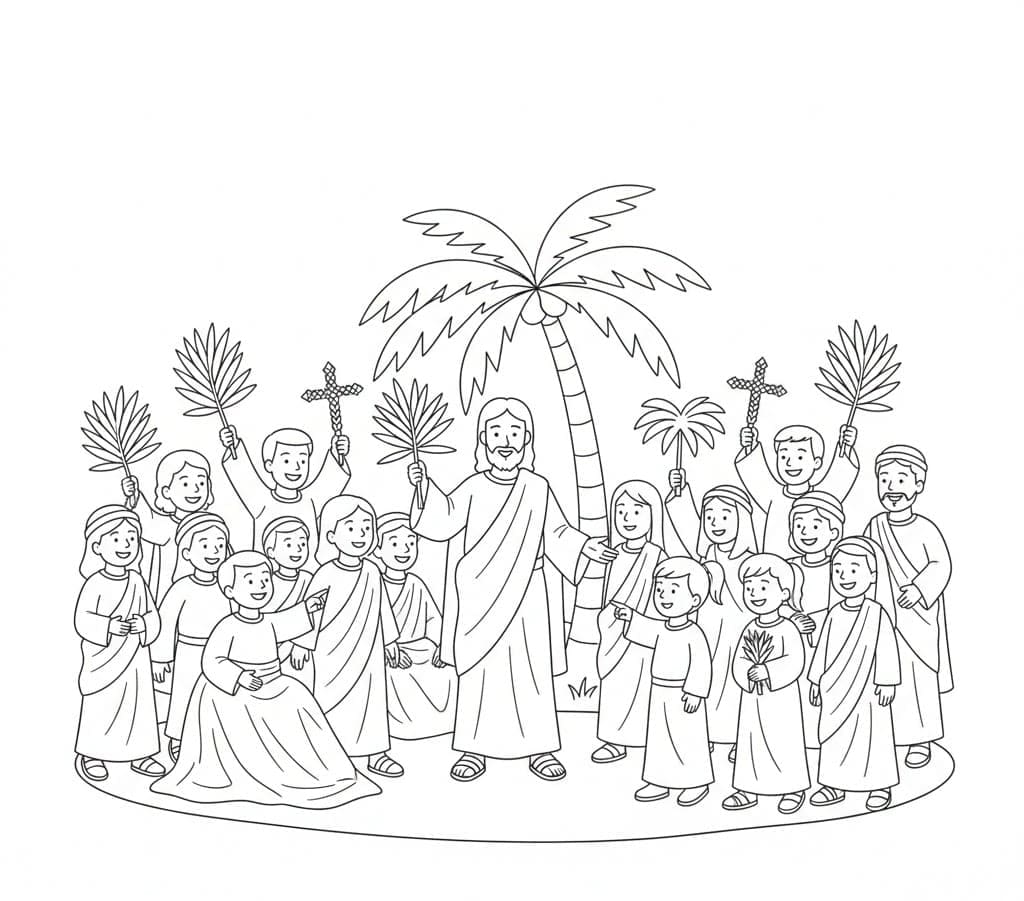 Palmesøndag er meget glædelig Tegninger til Farvelægning