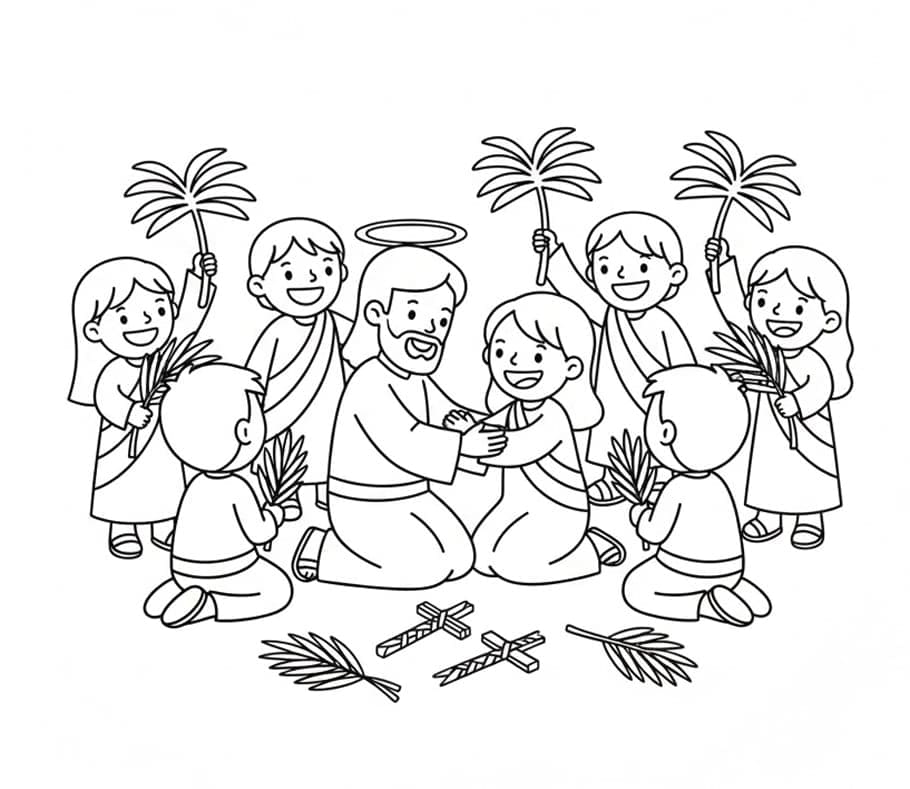 Palmesøndag Hilsner Tegninger til Farvelægning