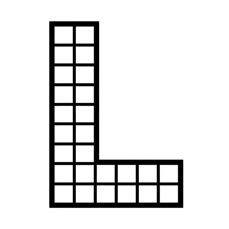 Pixel-skrifttype for bogstavet L Tegninger til Farvelægning