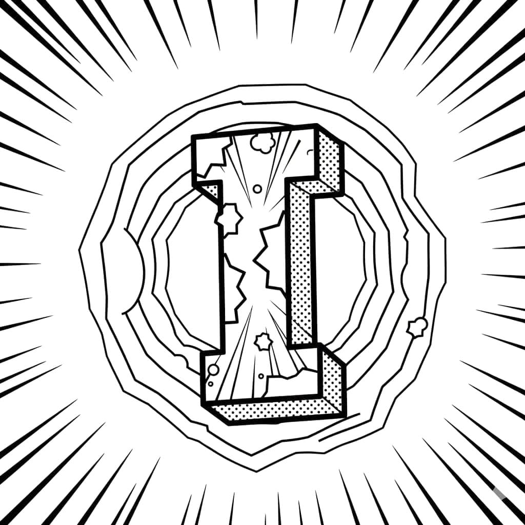 Pop Art Bogstav I Tegninger til Farvelægning