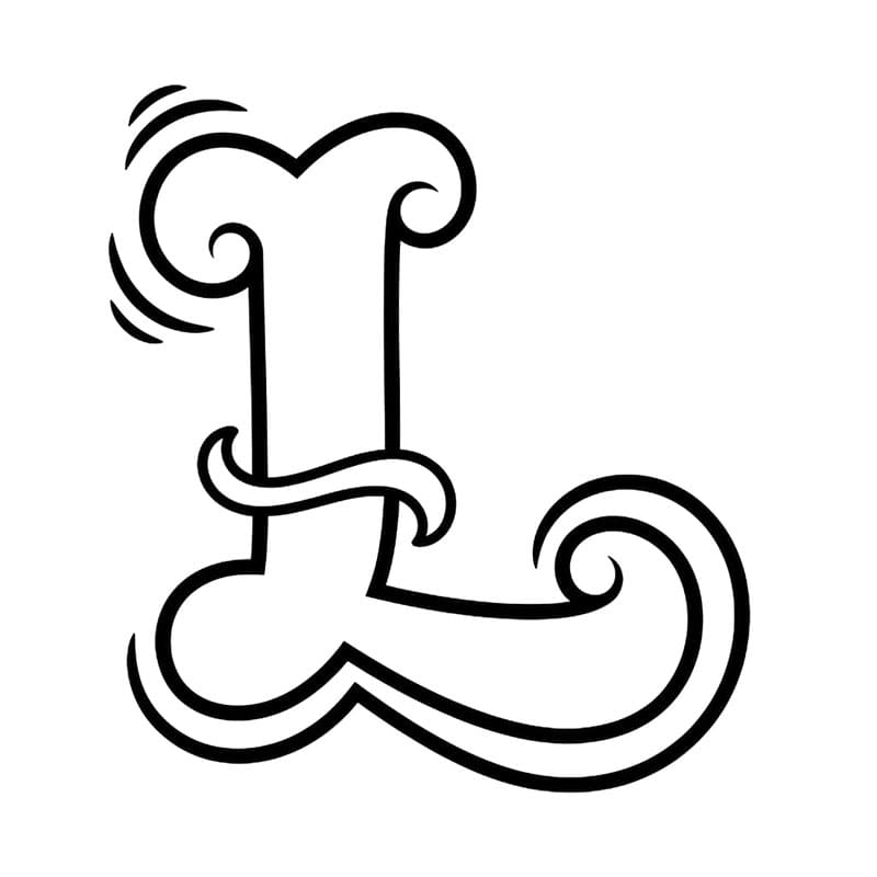 Retro L-skrifttype Tegninger til Farvelægning