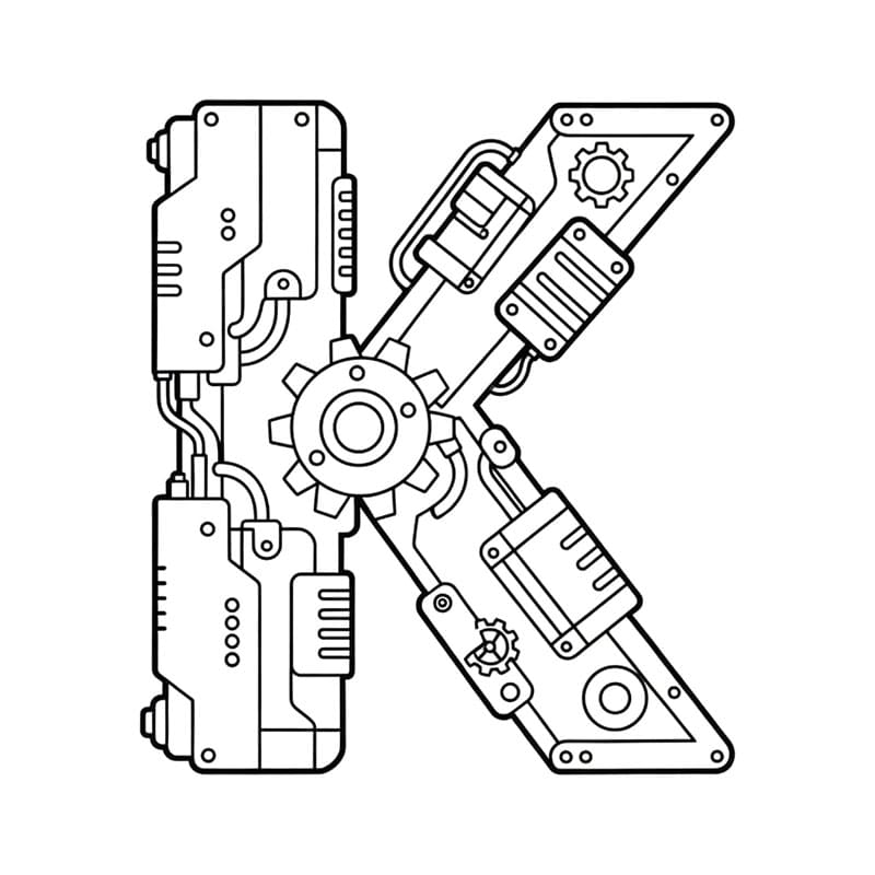 Robotstil Bogstavet K Tegninger til Farvelægning