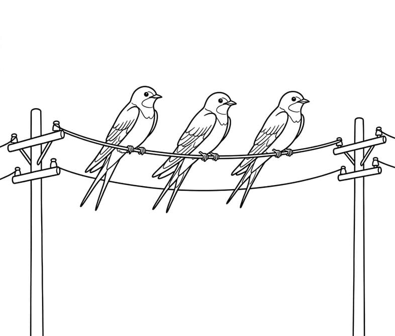 Samlede svaler Tegninger til Farvelægning