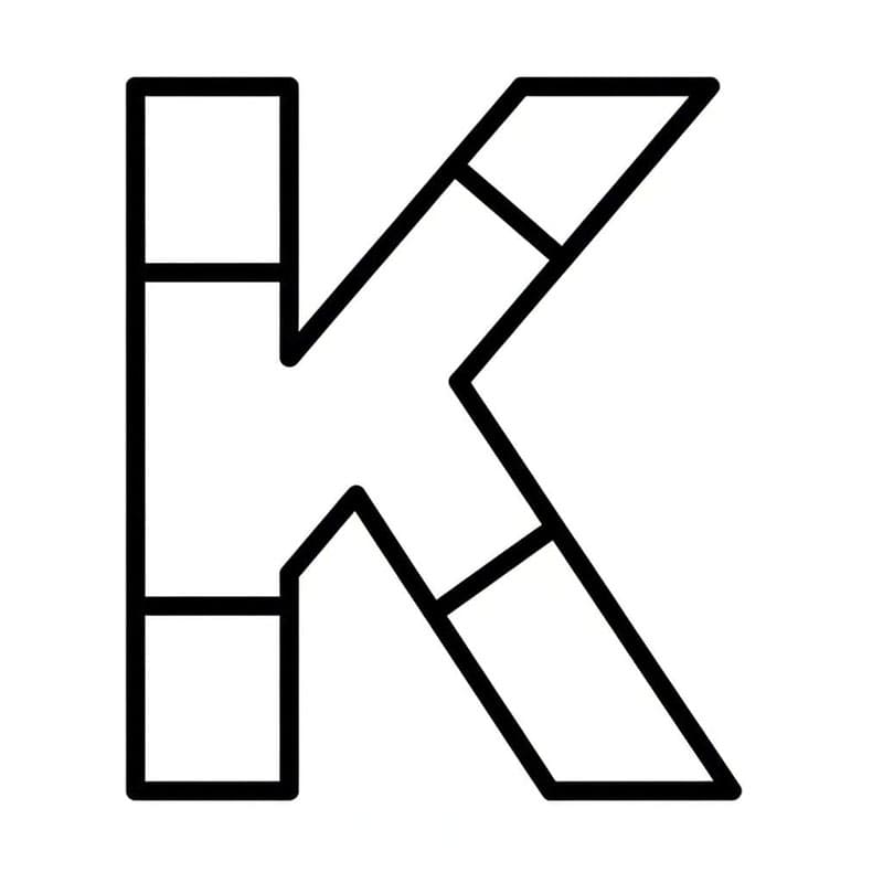 Segmenteret linjebogstav K Tegninger til Farvelægning