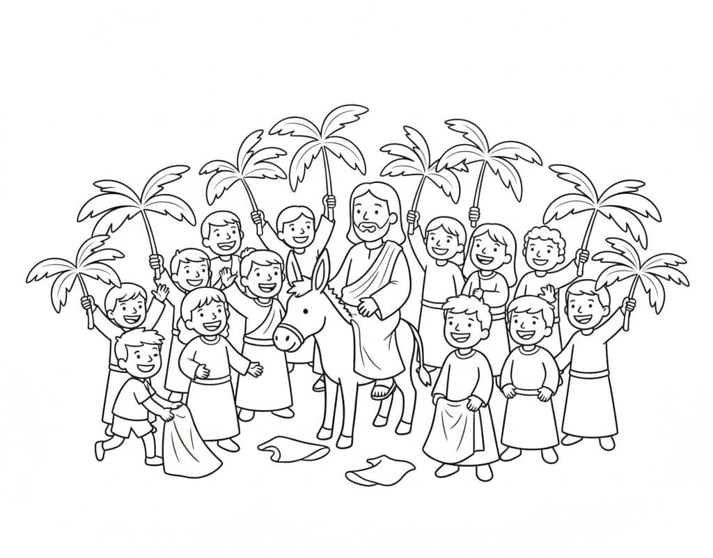 Sjov palmesøndag Tegninger til Farvelægning