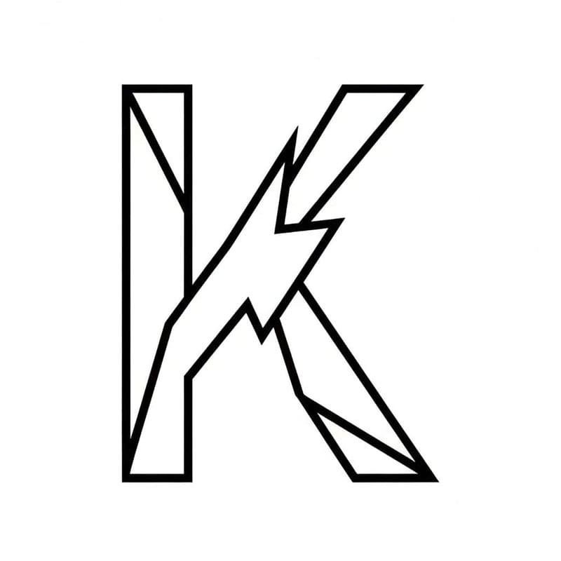 Skarpt hjørne af bogstavet K Tegninger til Farvelægning