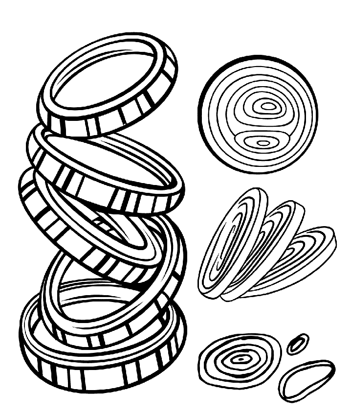 Skivede løg Tegninger til Farvelægning