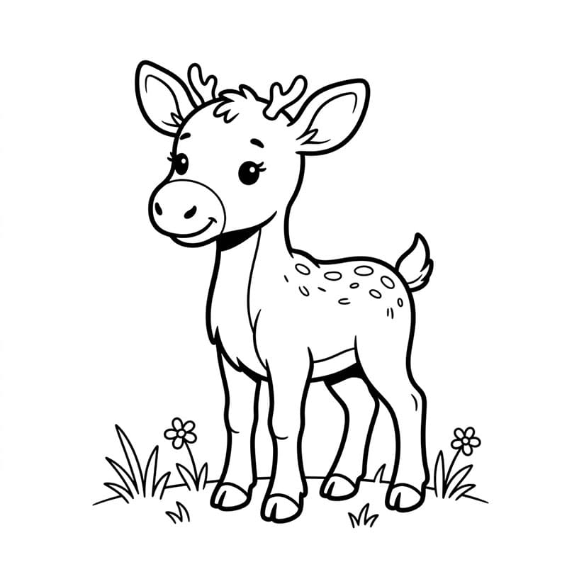 Sød elgkalv Tegninger til Farvelægning