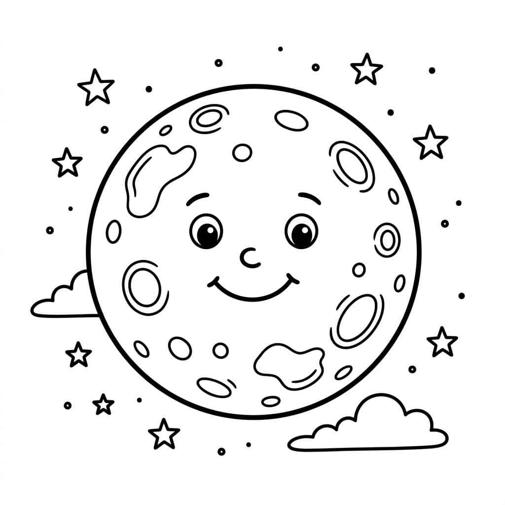 Sød Måne Tegninger til Farvelægning
