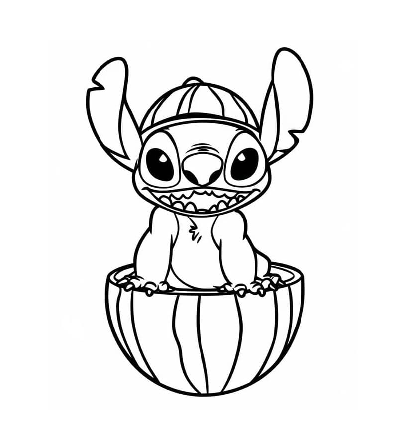 Sød Stitch i vandmelon Tegninger til Farvelægning