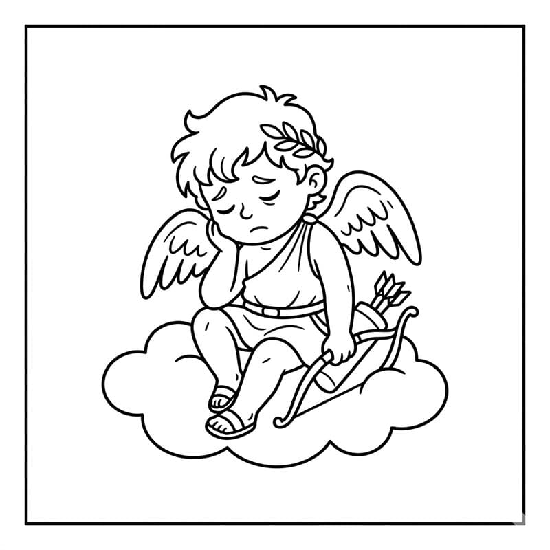 Sovende Amor Tegninger til Farvelægning