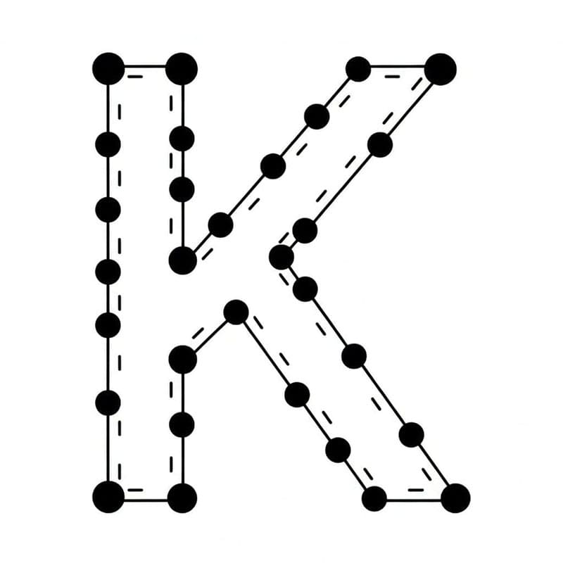 Spor af bogstavet K Tegninger til Farvelægning