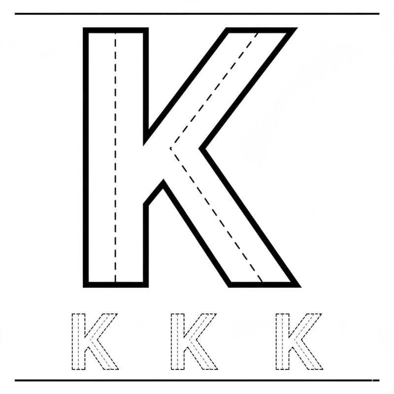 Sporing af bogstavet K Tegninger til Farvelægning