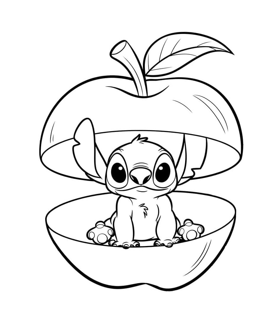 Stitch i et æble Tegninger til Farvelægning