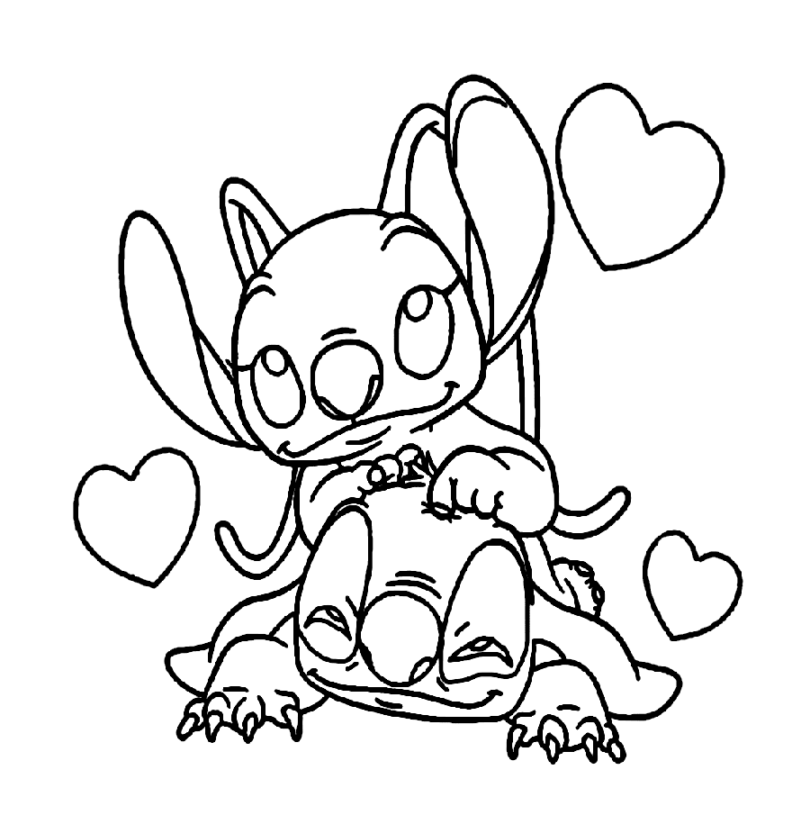 Stitch og Angel er fantastiske Tegninger til Farvelægning