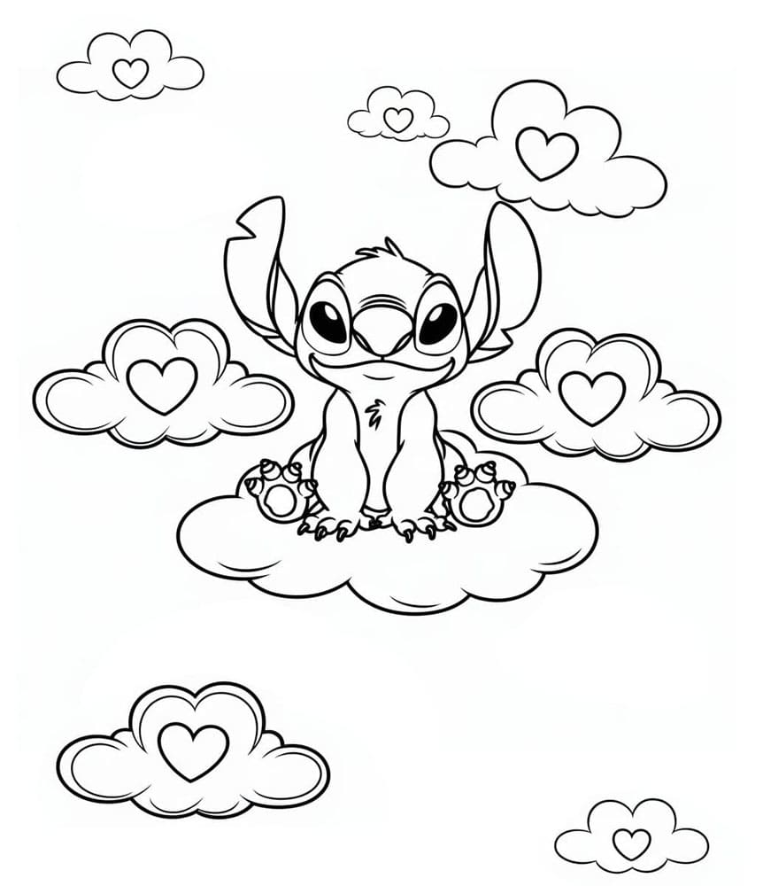 Stitch på skyerne Tegninger til Farvelægning