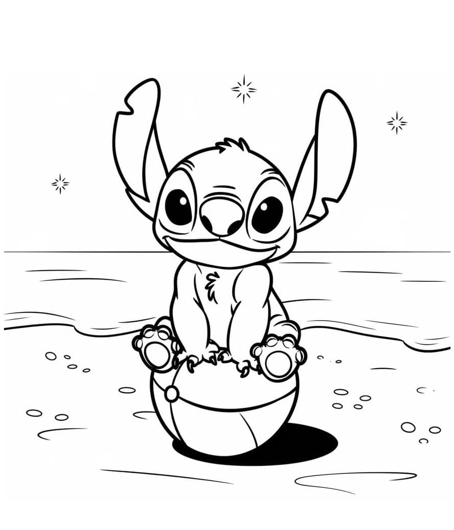 Stitch på strandbalen Tegninger til Farvelægning