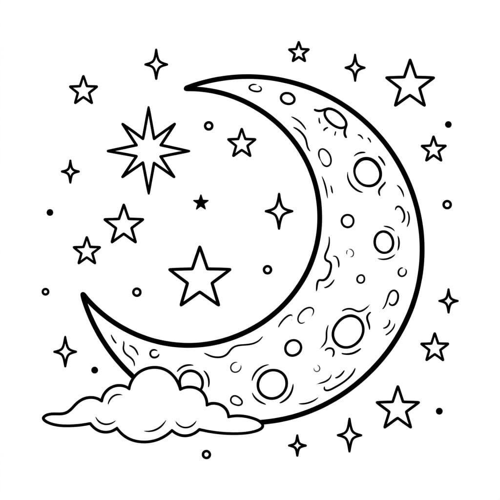 Stjernelys Måne Tegninger til Farvelægning