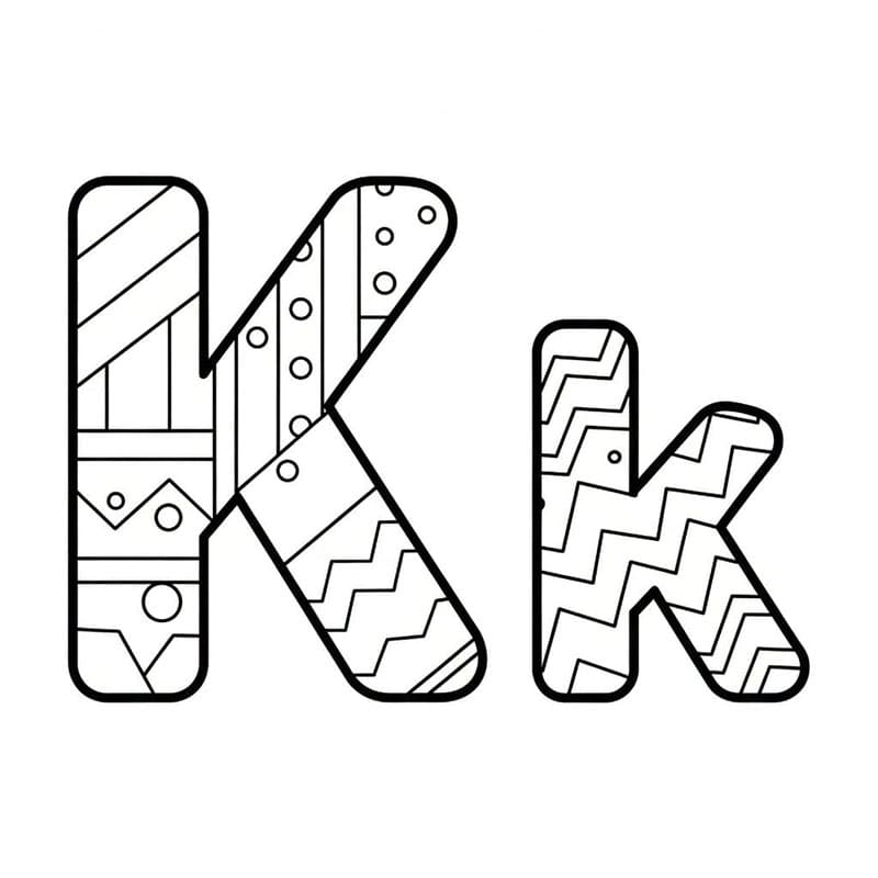 Stort og lille bogstav K Tegninger til Farvelægning