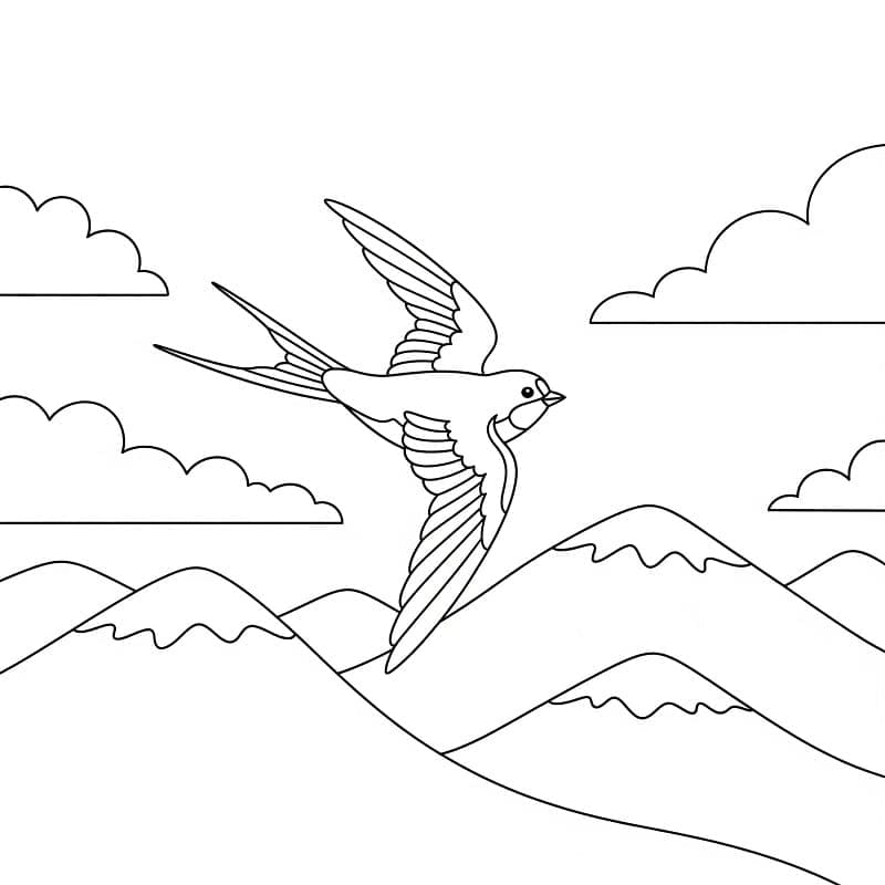 Svale og bjerge Tegninger til Farvelægning