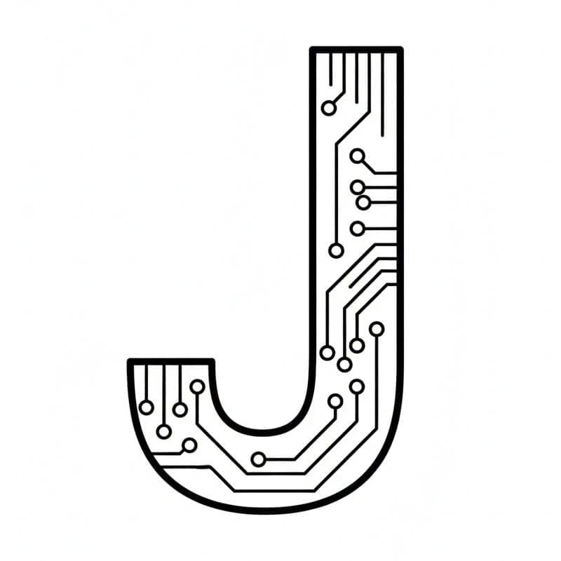 Tech Line J-bogstav Tegninger til Farvelægning