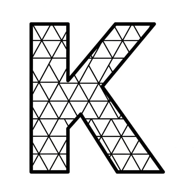 Trekantmønster af bogstavet K Tegninger til Farvelægning